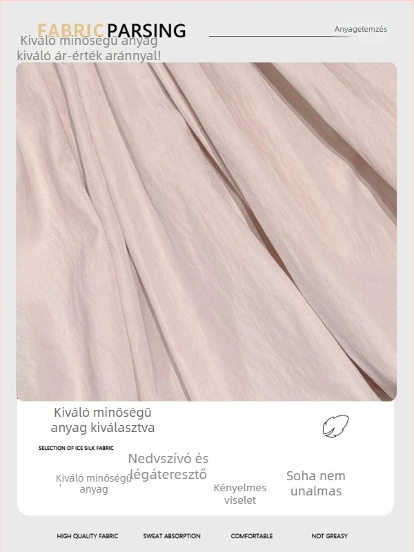 Rózsaszín puffos A-vonalú rövid szoknya, magas derekú, könnyű Ice Silk anyag, nyári viselet