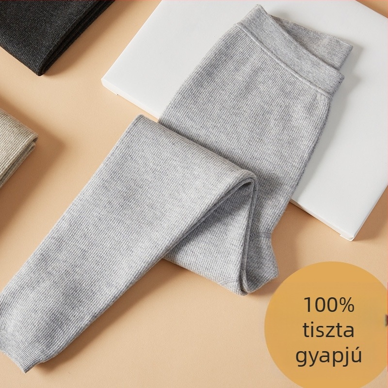 Gyapjú uniszex nadrág ősz-télre, meleg, kockás mintázat, magas derék, karcsú fazon