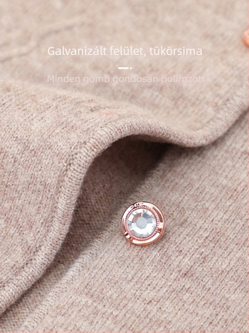 Női kötött kardigán tavasz–őszre, 100% tiszta gyapjú, kerek nyakú, hosszú ujjak, szabályos fazon, elegáns stílus, virágos hímzéssel
