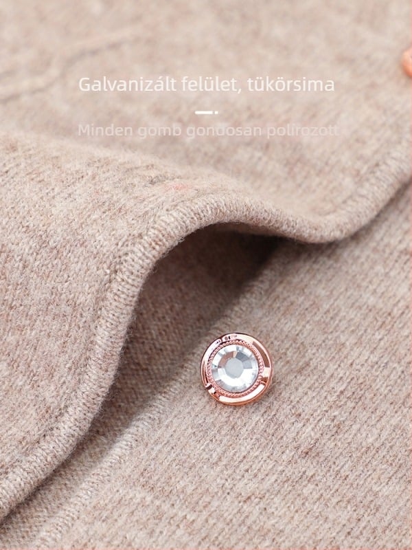 Női kötött kardigán tavasz–őszre, 100% tiszta gyapjú, kerek nyakú, hosszú ujjak, szabályos fazon, elegáns stílus, virágos hímzéssel