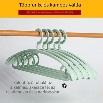 Műanyag ruhafogas csúszásmentes felülettel, széles vállú, otthoni használatra