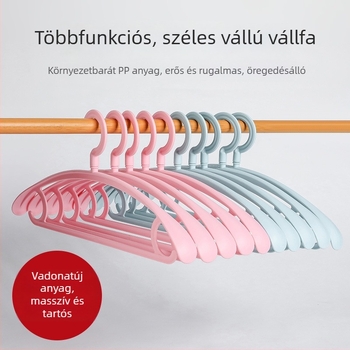 Műanyag ruhafogas csúszásmentes felülettel, széles vállú, otthoni használatra