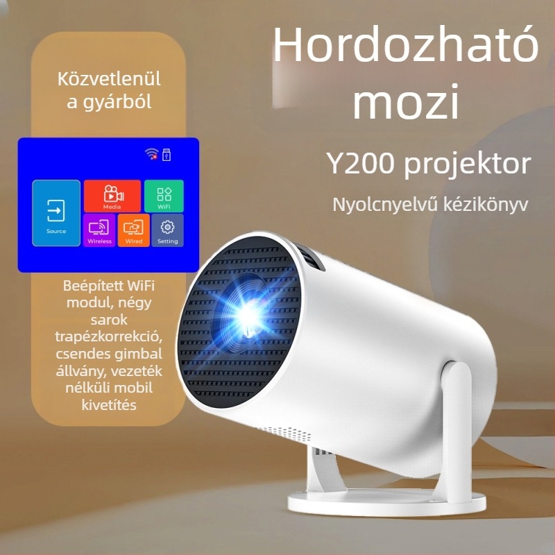 1080p otthoni használatú mini Android mozi projektor Y200 - hordó alakú projektor hálószobába