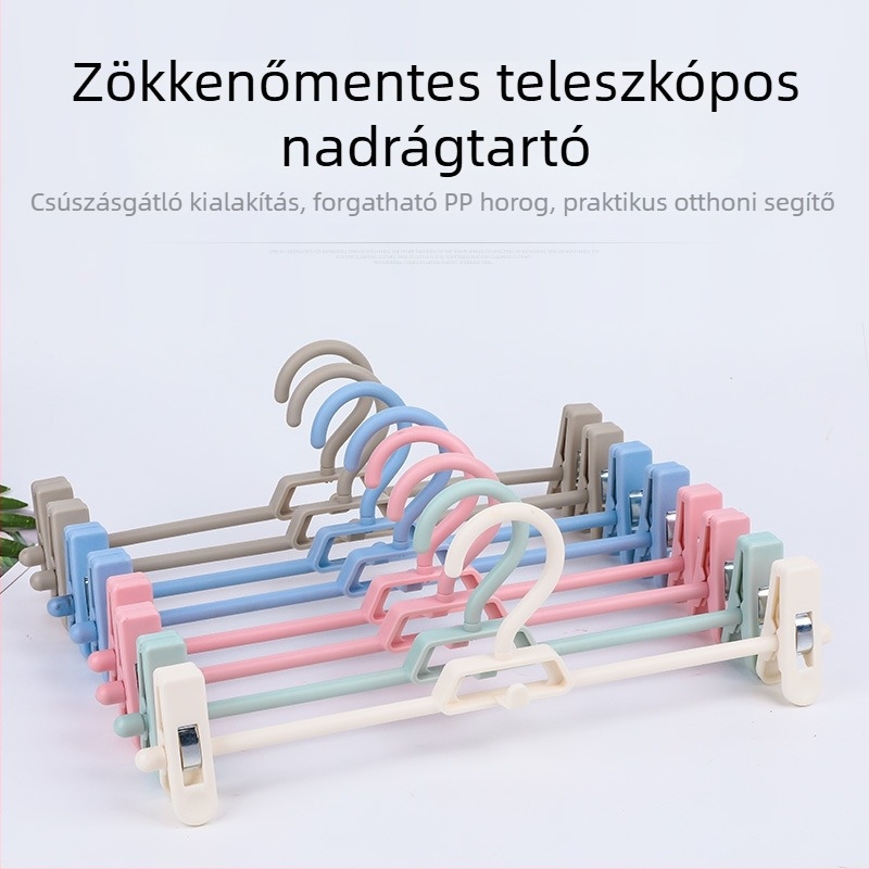 Teleszkópos nadrágakasztó klipekkel – többfunkciós gardrób tároló