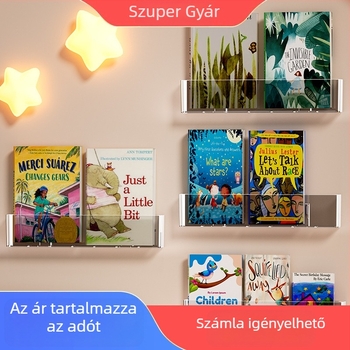 Fali polc gyerekeknek képeskönyvek tárolására, fúrás nélkül, modern stílusú