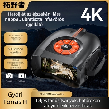 Infravörös éjjellátó eszköz, 4K HD, nagy zoomos távcső, kézi digitális kamera TK