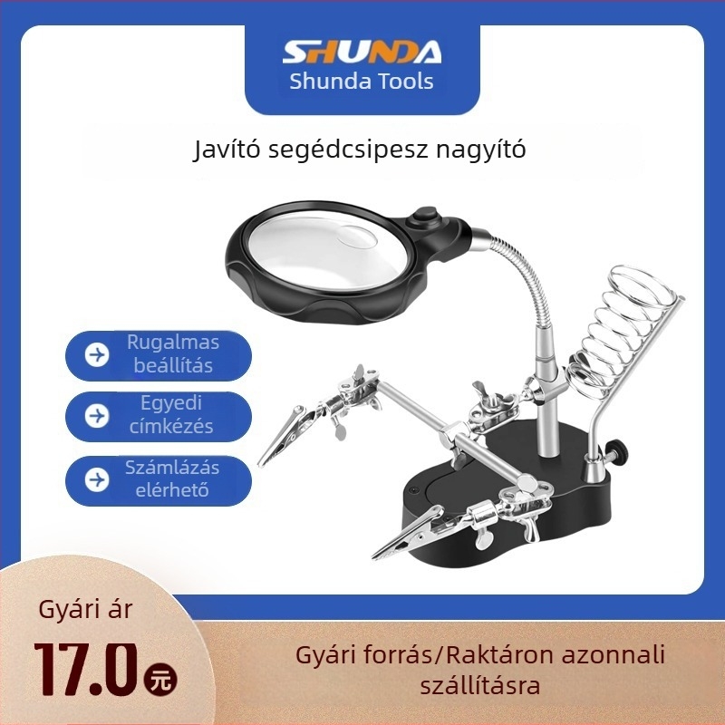 LED világító lencse és csuklós rögzítés mobiltelefonok és elektronikai eszközök javításához — munkaasztali eszköz