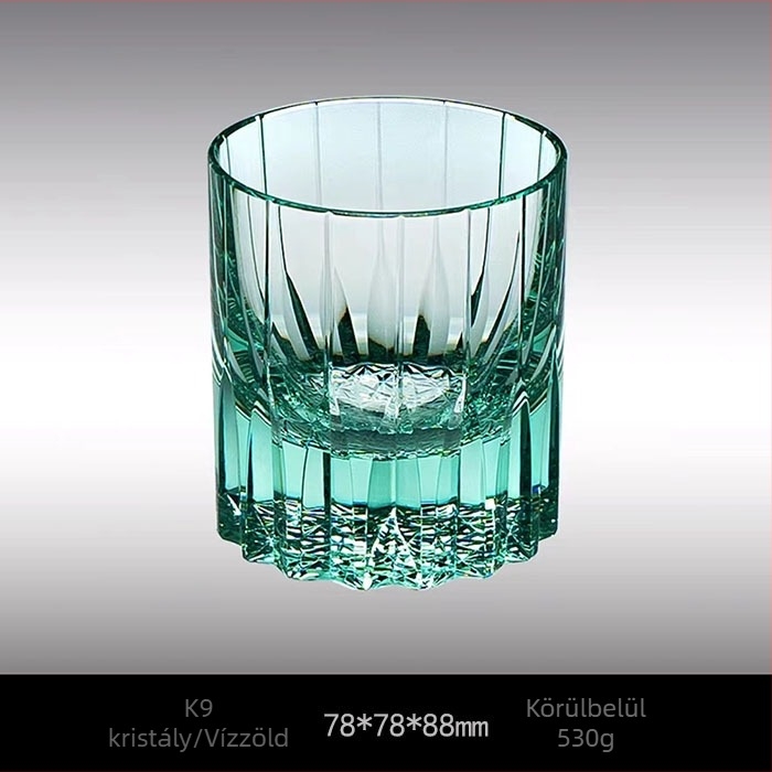 Starburst whisky pohár, K9 plumbmentes kristály, kézzel faragott, modern minimalist design