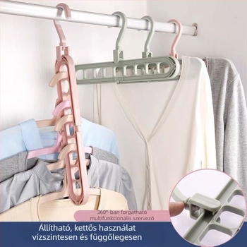 Többfunkciós kilenclyukas ruhaszárító vállfa otthoni és utazási használatra — összecsukható, forgó, szárító funkcióval