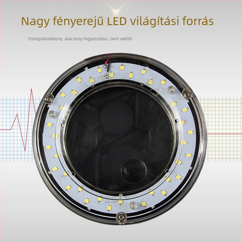 Gaudi LED asztali lámpa beépített nagyítóval, kompakt asztali világítás elektronikus javításhoz, többfokozatú fényerő-szabályozás