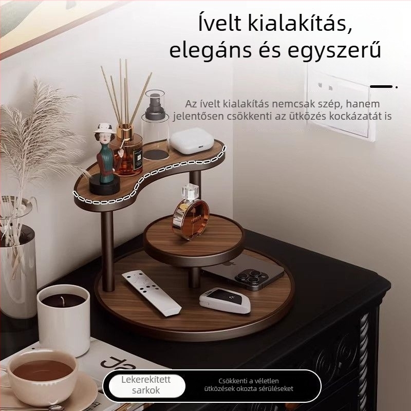 Fürdőszobai asztali tároló kozmetikumoknak, több szintes rendező rúzsok, parfüm és bőrápolási termékek számára