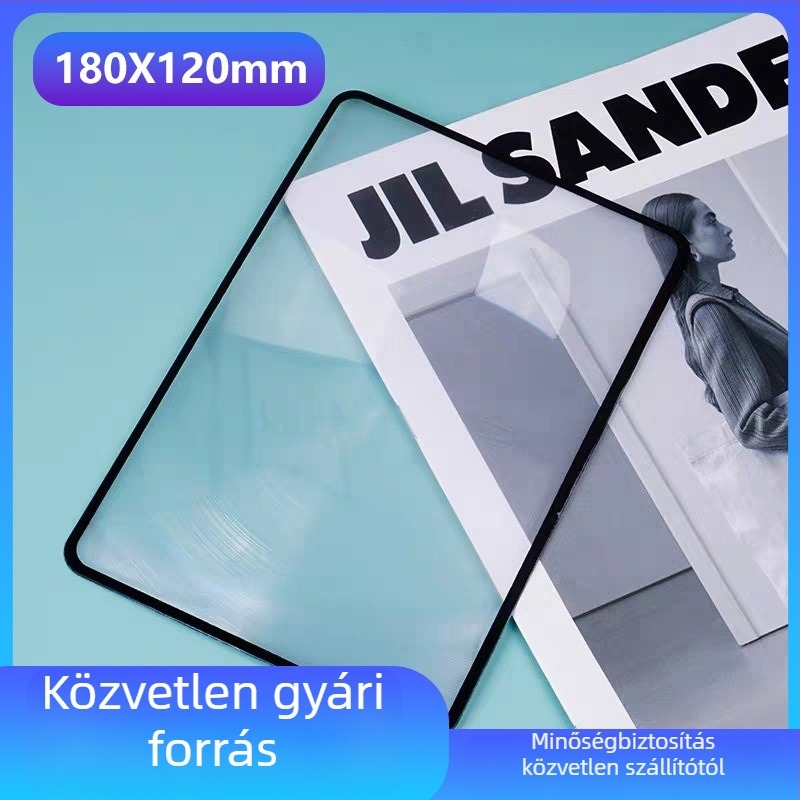 PVC-180x120 nagyító könyvjelző, ultra vékony, átlátszó oldal-olvasó kártya