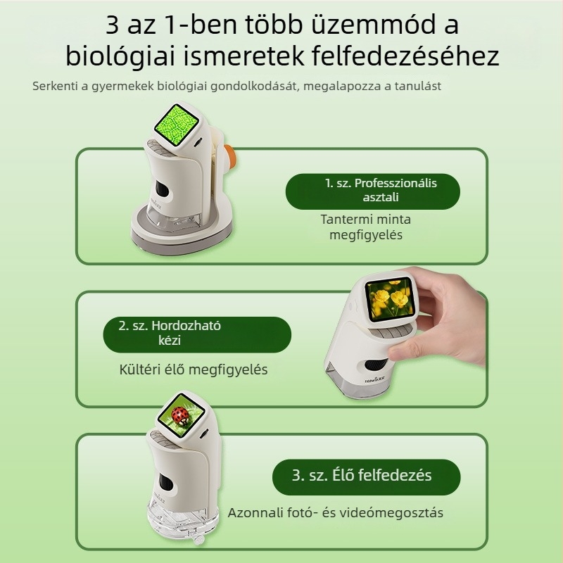 Hordozható digitális mikroszkóp kijelzővel gyermekek számára csillagászati tudományos kísérletekhez, modell 3011