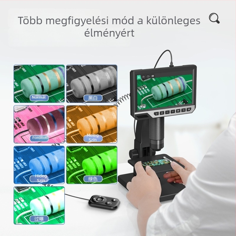 7 hüvelykes kijelzős digitális HD mikroszkóp, 2000x nagyítás, elektronikus biológiai mikroszkóp atkák és sejtek számára