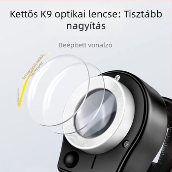 LED-es világítású nagyító, újratölthető, fémtestű és skálával, 10x nagyítás a textilek vizsgálatához és Yixing teáskannák, dohányáru azonosításához