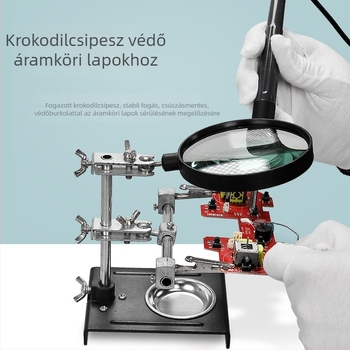 Asztali nagyító PCB-hez klipsz és rögzítő keret a forrasztáshoz