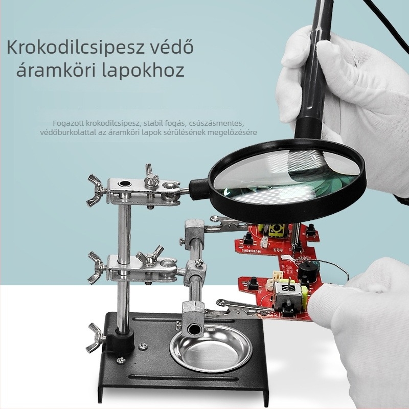 Asztali nagyító PCB-hez klipsz és rögzítő keret a forrasztáshoz