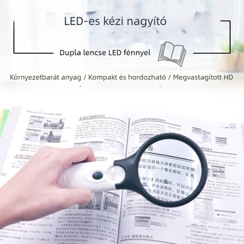 45x kézi nagyító LED-fénnyel olvasáshoz – gyerekeknek, diákoknak és időseknek