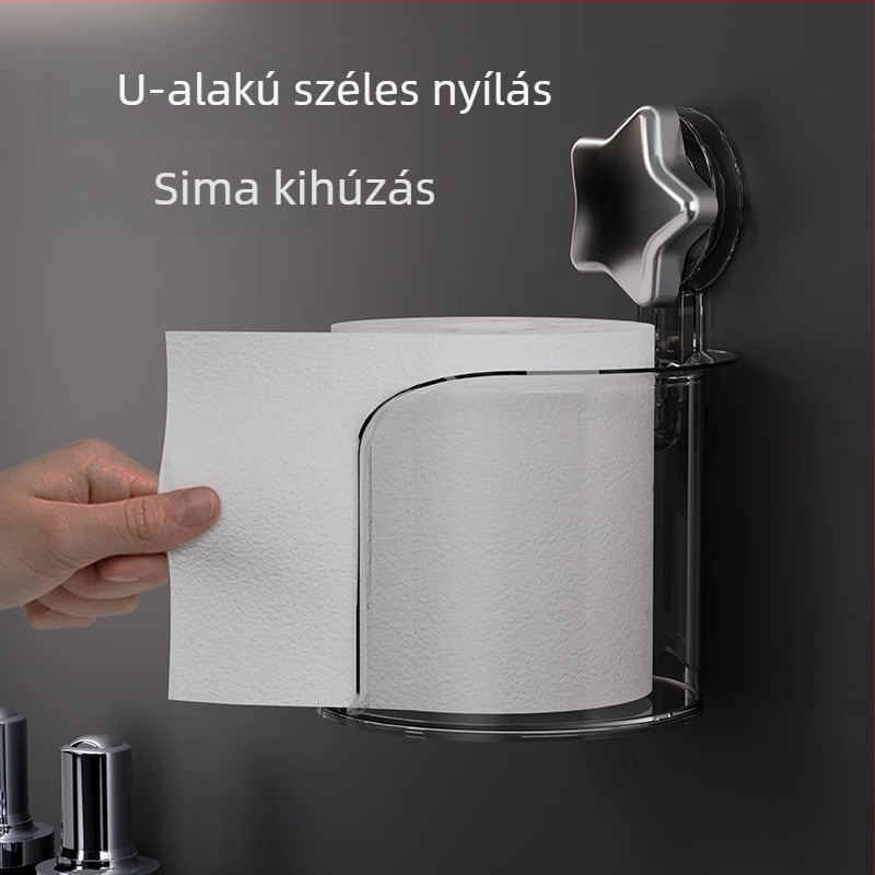 Fali toalettpapírtartó vákuumos rögzítéssel, lyukmentes beszerelés, fürdőszobába