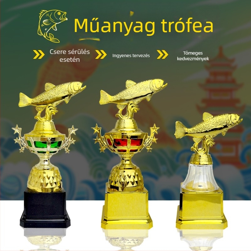 Műanyag hal-trofej tengeri horgászversenyre – részvételi emlékdíj
