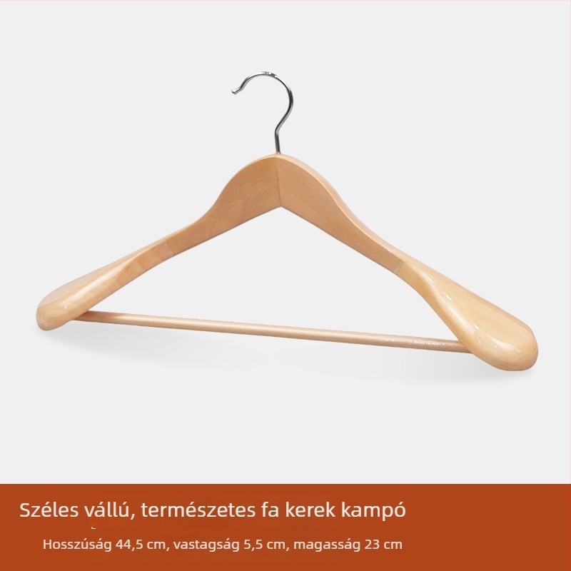 Széles vállú ruhakasztó, öltönyök számára, nyom nélkül, deformáció elleni, kiváló minőségű tömörfa