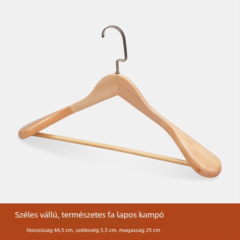 Széles vállú ruhakasztó, öltönyök számára, nyom nélkül, deformáció elleni, kiváló minőségű tömörfa