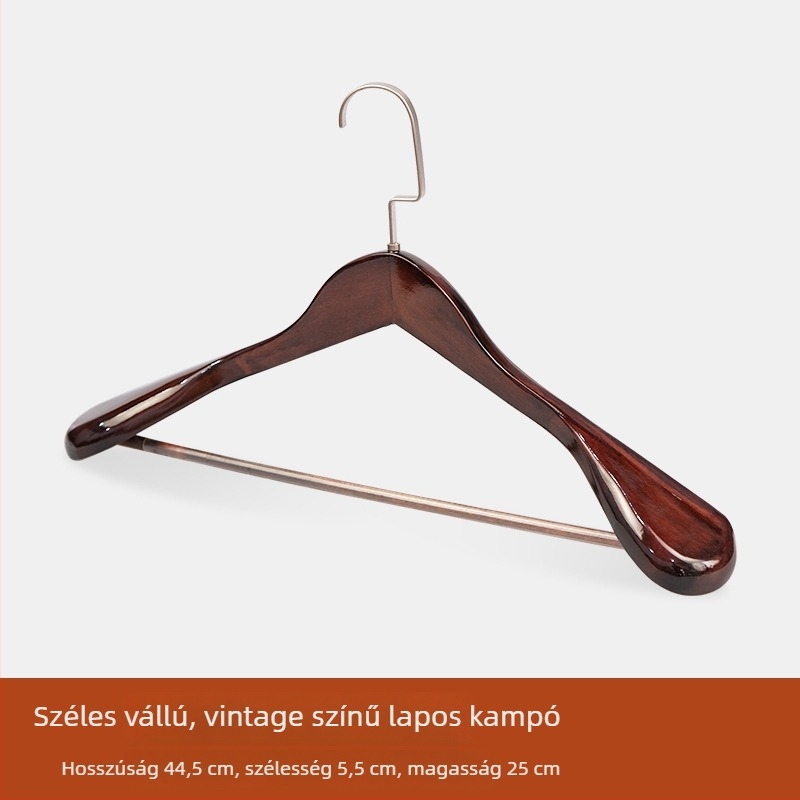 Széles vállú ruhakasztó, öltönyök számára, nyom nélkül, deformáció elleni, kiváló minőségű tömörfa