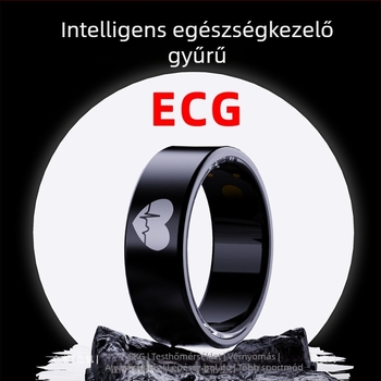 ECG okos gyűrű, ECG monitorozás, szívfrekvencia, vér oxigénszintje, vérnyomás, vércukor, testhőmérséklet, alvás és aktivitás nyomon követése, automatikus monitorozás és távoli gondoskodás