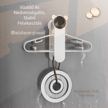 Fúrás nélküli ruhatartó, szívófejes, kihúzható és összecsukható, hálószobába