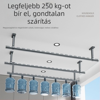 Erkélyre felső rögzítésű ruhaszárító rúd, fix, alumínium ötvözet, egyetlen rúd a ruhák felakasztásához