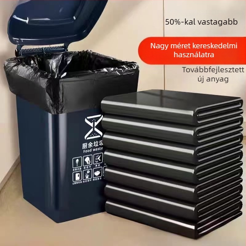 Nagy méretű, vastag fekete szemeteszsákok higiéniai célokra, ingatlankezeléshez, szállodákhoz és kereskedelmi konyhákhoz