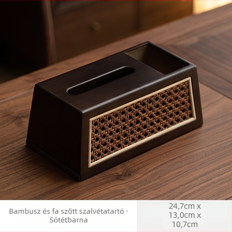 Tömörfa szalvétatartó doboz, retro-modern dizájn, lyukasztás nélküli, többfunkciós