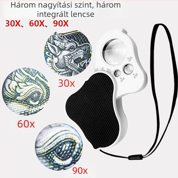 UV/LED-es világítású 3x-os nagyítású nagyító ékszerekhez és jade-hez, szemcsés mintázat vizsgálata és gombás tanulmány