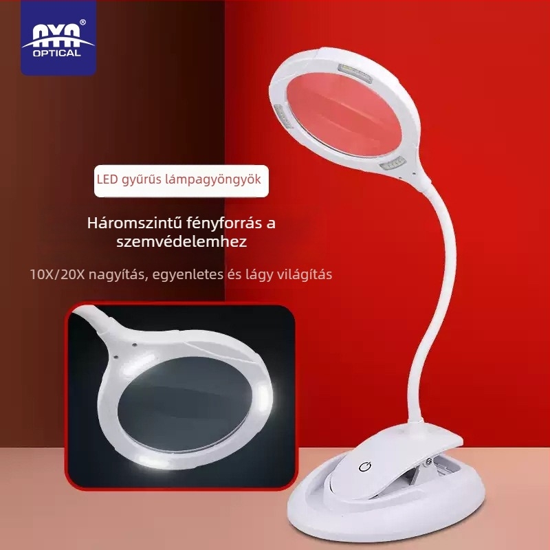 HD összecsukható asztali nagyító lámpával, 10× optikai nagyítás, hímzéshez, javításhoz és gravírozáshoz