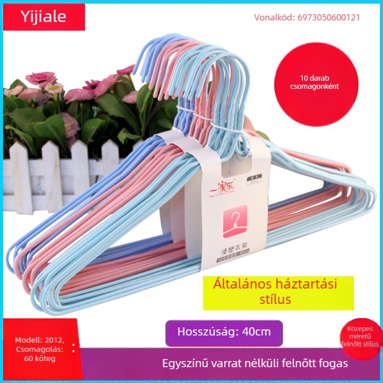 Csavart virágos vállfa közepes méretű, vastagabb dip-moldolt műanyagból, egyszínű, 40 cm, csúszásmentes, nyommentes