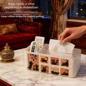 Vintage papírzsebkendő tartó nappaliba, kreatív kihúzható papírzsebkendő doboz a kávéasztalhoz, multifunkcionális tároló távirányítók számára, elegáns megjelenés