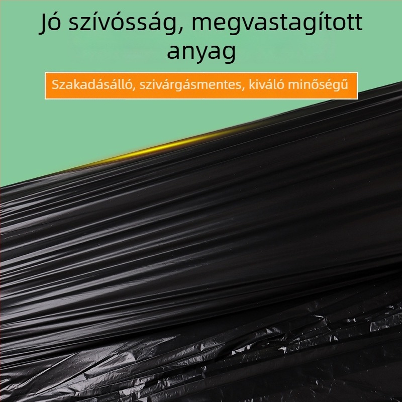 Fekete megerősített szemeteszsákok szállodák, orvosi intézmények, irodák és háztartások számára, közepes méretű 45×50 cm