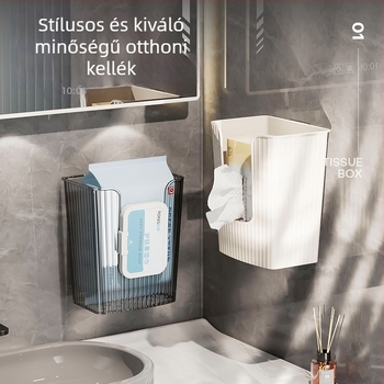 Fali szerelhető nedves törlőkendő tároló – fúrás nélkül, fürdőszobai vécépapírtartó, modern luxus