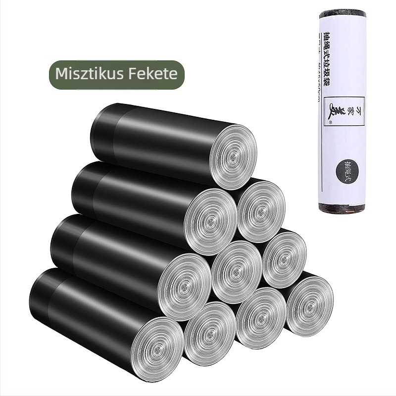 Húzózsinóros szemeteszsákok, extravastagok, nagy méret, fekete, 300 darab