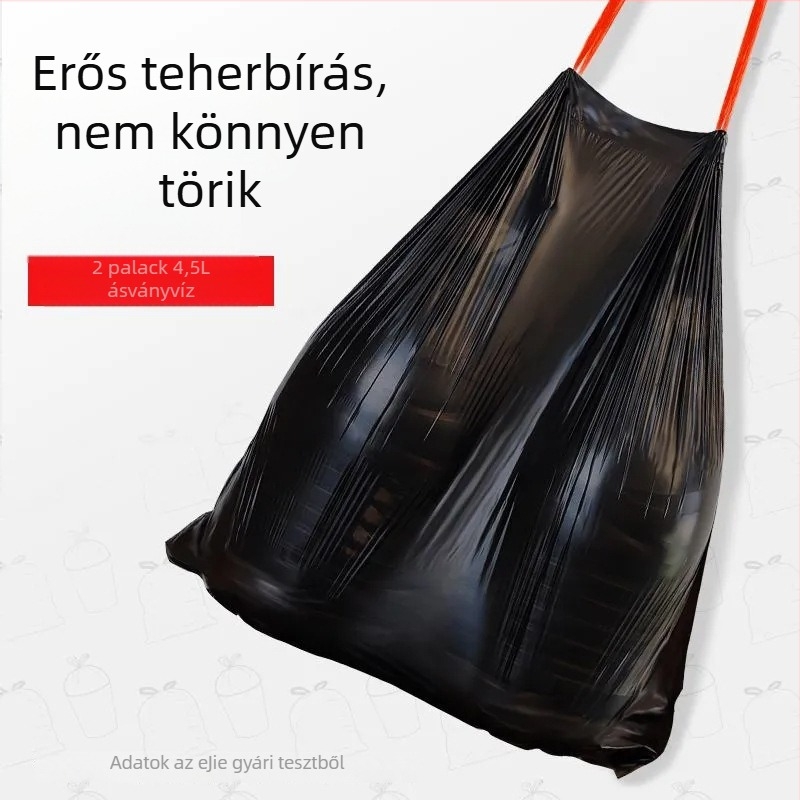 Húzós szemeteszsák, vastagított, háztartási használatra, nagy méret, extra vastag, szakadásálló, konyhai kukászsák