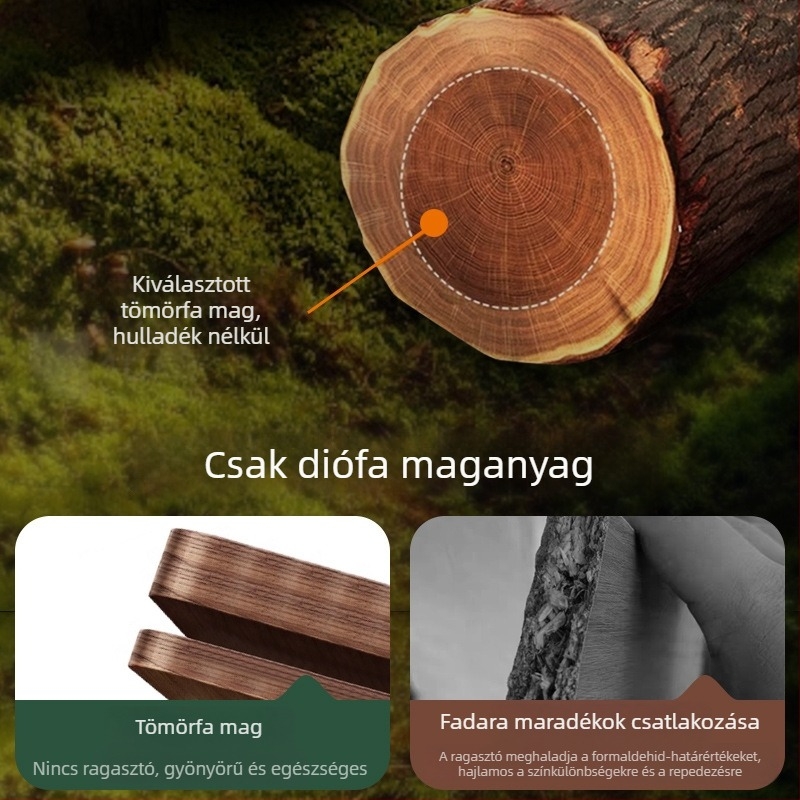Diófából készült, falra szerelhető papírzsebkendő- és toalettpapír tartó fürdőszobába