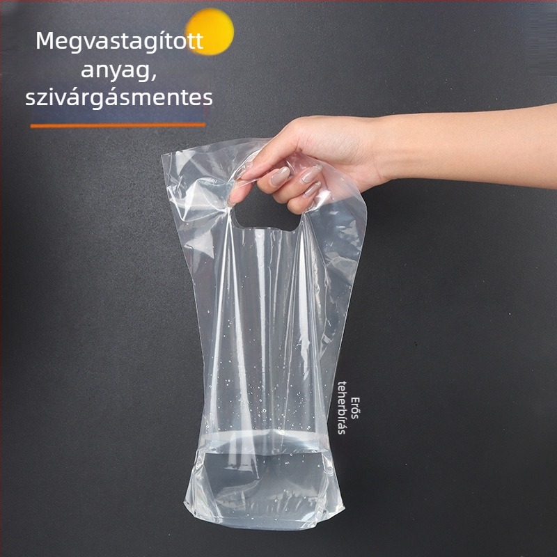 Egyszer használatos tejes tea tasakok, átlátszó, vastag műanyag zacskók italhoz, egy- és kétcsészés poharakhoz