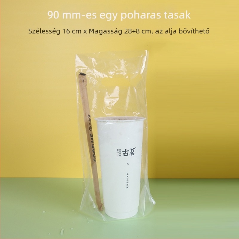 Egyszer használatos tejes tea tasakok, átlátszó, vastag műanyag zacskók italhoz, egy- és kétcsészés poharakhoz