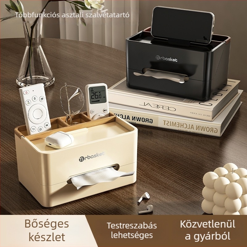 Fa mintás papírzsebkendő-doboz, multifunkcionális távirányító-tároló, skandináv stílus