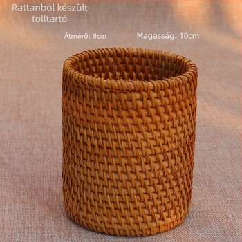 Vietnámi őszi rattan tolltartó és Pu'er teaceremónia kiegészítőinek tároló készlet