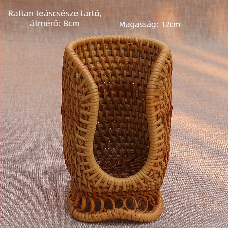 Vietnámi őszi rattan tolltartó és Pu'er teaceremónia kiegészítőinek tároló készlet