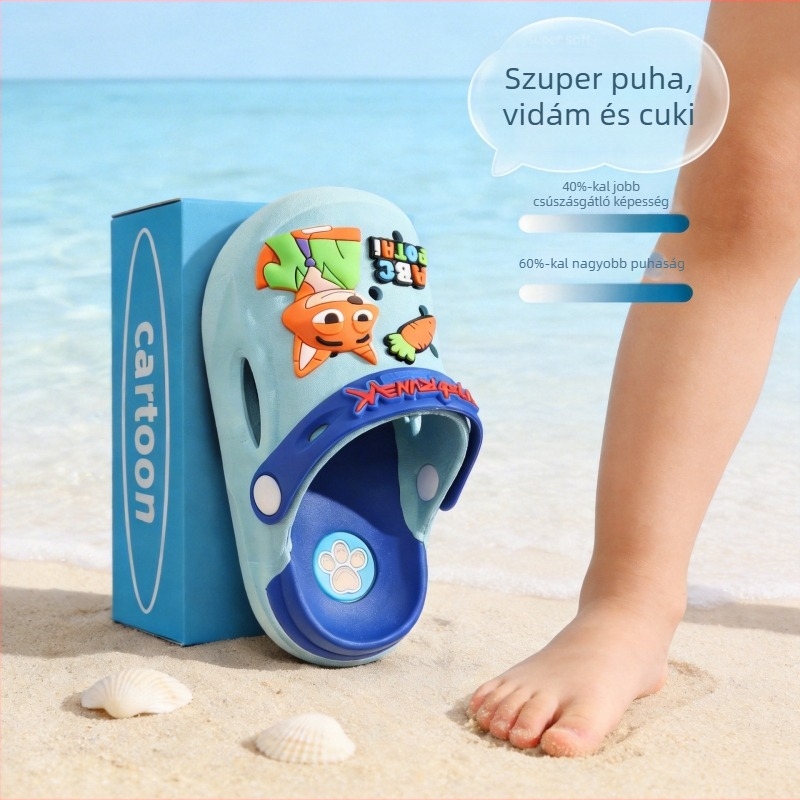 Tibin Gyerekeknek PVC papucs, puha talppal, csúszásmentes, zárt orr, strandpapucs
