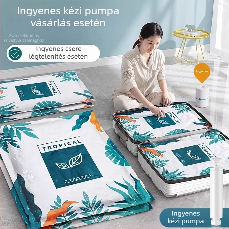 Vákuum-kompressziós táska ruhákhoz és paplanokhoz, extrán nagy méret, vastag kivitel, otthoni és utazási tároláshoz