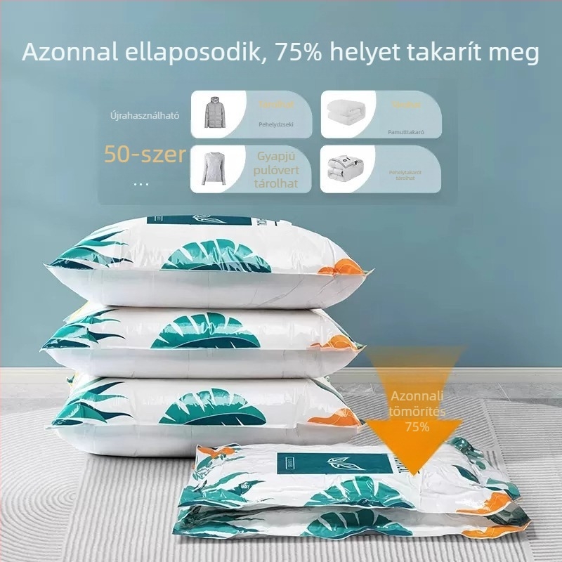 Vákuum-kompressziós táska ruhákhoz és paplanokhoz, extrán nagy méret, vastag kivitel, otthoni és utazási tároláshoz