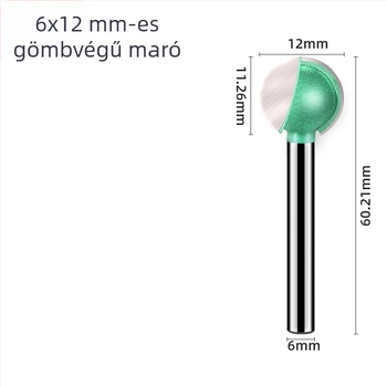 6 mm-es gömbfejű faragómaró egyenes markolattal – faragáshoz, 9 típus